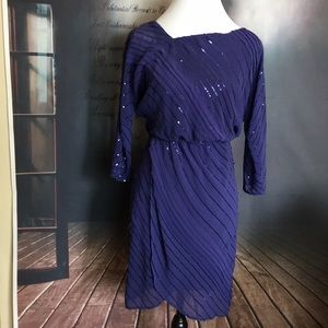 Vince Camuto Blue Sequin Garter Waist Dress Size 2